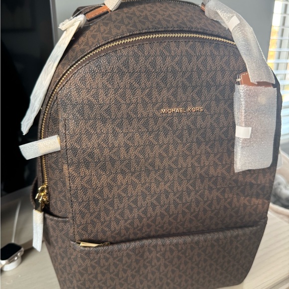 Michael Kors Signature Brown Backpack - Picture 1 of 3